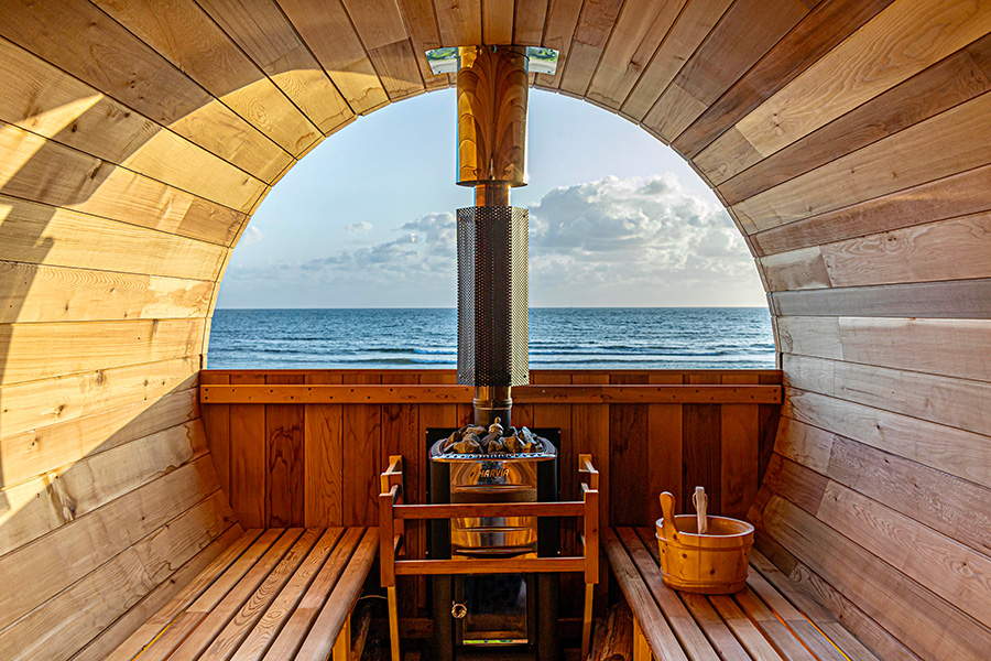 Private Barrel Sauna with Ocean Views
